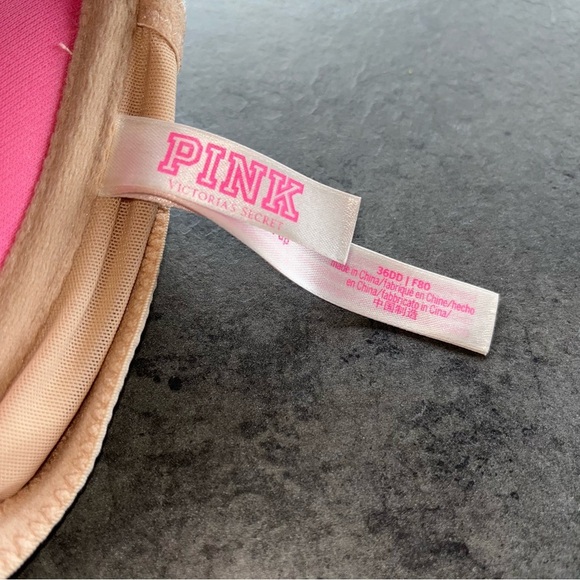 Victoria's Secret PINK bra front clasp 36dd 36e beige - Picture 5 of 5